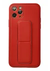 Mey İthalat®  iPhone 11 Pro Kılıf Coco Deri Standlı Kapak - Kırmızı