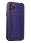 Mey İthalat®  iPhone 11 Pro Kılıf Coco Deri Standlı Kapak - Mor
