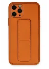 Mey İthalat®  iPhone 11 Pro Kılıf Coco Deri Standlı Kapak - Turuncu