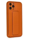 Mey İthalat®  iPhone 11 Pro Kılıf Coco Deri Standlı Kapak - Turuncu