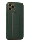 Mey İthalat®  iPhone 11 Pro Kılıf Coco Deri Standlı Kapak - Yeşil