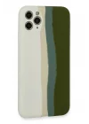Mey İthalat®  iPhone 11 Pro Kılıf Ebruli Lansman Silikon - Beyaz-Yeşil