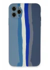 Mey İthalat®  iPhone 11 Pro Kılıf Ebruli Lansman Silikon - Mavi-Gri