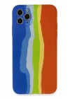 Mey İthalat®   iPhone 11 Pro Kılıf Ebruli Lansman Silikon - Mavi-Turuncu
