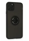 Mey İthalat®  iPhone 11 Pro Kılıf Montreal Yüzüklü Silikon Kapak - Siyah