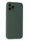 Mey İthalat®  iPhone 11 Pro Kılıf Nano içi Kadife Silikon - Koyu Yeşil