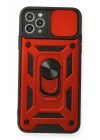 Mey İthalat®  iPhone 11 Pro Kılıf Pars Lens Yüzüklü Silikon - Kırmızı