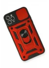 Mey İthalat®  iPhone 11 Pro Kılıf Pars Lens Yüzüklü Silikon - Kırmızı