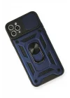 Mey İthalat®  iPhone 11 Pro Kılıf Pars Lens Yüzüklü Silikon - Lacivert