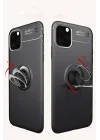 Mey İthalat®   iPhone 11 Pro Kılıf Range Yüzüklü Silikon - Siyah-Mavi
