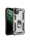 Mey İthalat®  iPhone 11 Pro Kılıf Sofya Yüzüklü Silikon Kapak - Gümüş