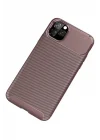 Mey İthalat®   iPhone 11 Pro Max Kılıf Auto Focus Karbon Kapak - Kahverengi