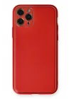 Mey İthalat®  iPhone 11 Pro Max Kılıf Coco Deri Silikon Kapak - Kırmızı