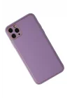 Mey İthalat®  iPhone 11 Pro Max Kılıf Coco Deri Silikon Kapak - Lila