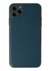 Mey İthalat®  iPhone 11 Pro Max Kılıf Coco Deri Silikon Kapak - Mavi