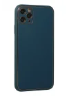 Mey İthalat®  iPhone 11 Pro Max Kılıf Coco Deri Silikon Kapak - Mavi
