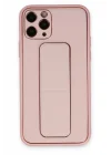 Mey İthalat®  iPhone 11 Pro Max Kılıf Coco Deri Standlı Kapak - Pembe