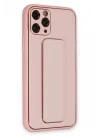 Mey İthalat®  iPhone 11 Pro Max Kılıf Coco Deri Standlı Kapak - Pembe