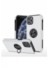 Mey İthalat®  iPhone 11 Pro Max Kılıf Elit Yüzüklü Kapak - Gümüş
