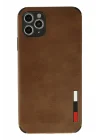 Mey İthalat®   iPhone 11 Pro Max Kılıf Loop Deri Silikon - Kahverengi