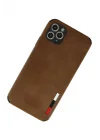 Mey İthalat®   iPhone 11 Pro Max Kılıf Loop Deri Silikon - Kahverengi