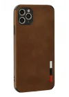 Mey İthalat®   iPhone 11 Pro Max Kılıf Loop Deri Silikon - Kahverengi