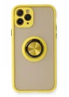 Mey İthalat®  iPhone 11 Pro Max Kılıf Montreal Yüzüklü Silikon Kapak - Sarı