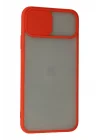 Mey İthalat®   iPhone 11 Pro Max Kılıf Palm Buzlu Kamera Sürgülü Silikon - Kırmızı