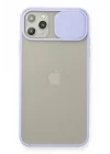 Mey İthalat®   iPhone 11 Pro Max Kılıf Palm Buzlu Kamera Sürgülü Silikon - Lila