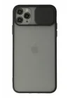 Mey İthalat®   iPhone 11 Pro Max Kılıf Palm Buzlu Kamera Sürgülü Silikon - Siyah