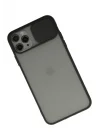 Mey İthalat®   iPhone 11 Pro Max Kılıf Palm Buzlu Kamera Sürgülü Silikon - Siyah