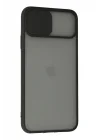 Mey İthalat®   iPhone 11 Pro Max Kılıf Palm Buzlu Kamera Sürgülü Silikon - Siyah