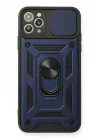 Mey İthalat®  iPhone 11 Pro Max Kılıf Pars Lens Yüzüklü Silikon - Lacivert