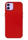 Mey İthalat®  iPhone 12 Kılıf Asya Deri Silikon - Kırmızı