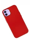 Mey İthalat®  iPhone 12 Kılıf Asya Deri Silikon - Kırmızı