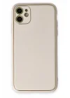 Mey İthalat®  iPhone 12 Kılıf Coco Deri Silikon Kapak - Beyaz