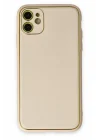 Mey İthalat®  iPhone 12 Kılıf Coco Deri Silikon Kapak - Gold