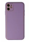 Mey İthalat®   iPhone 12 Kılıf Coco Deri Silikon Kapak - Lila