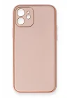 Mey İthalat®   iPhone 12 Kılıf Coco Deri Silikon Kapak - Pembe