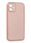 Mey İthalat®   iPhone 12 Kılıf Coco Deri Silikon Kapak - Pembe