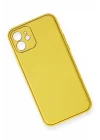 Mey İthalat®   iPhone 12 Kılıf Coco Deri Silikon Kapak - Sarı