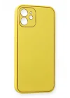 Mey İthalat®   iPhone 12 Kılıf Coco Deri Silikon Kapak - Sarı