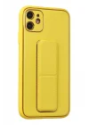 Mey İthalat®   iPhone 12 Kılıf Coco Deri Standlı Kapak - Sarı