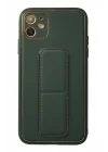 Mey İthalat®  iPhone 12 Kılıf Coco Deri Standlı Kapak - Yeşil