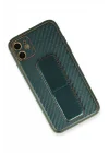 Mey İthalat®  iPhone 12 Kılıf Coco Karbon Standlı Kapak - Yeşil