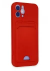Mey İthalat®  iPhone 12 Kılıf Kelvin Kartvizitli Silikon - Kırmızı