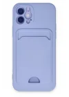 Mey İthalat®  iPhone 12 Kılıf Kelvin Kartvizitli Silikon - Lila