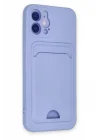 Mey İthalat®  iPhone 12 Kılıf Kelvin Kartvizitli Silikon - Lila