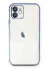 Mey İthalat®  iPhone 12 Kılıf  Lensli Silikon - Açık Mavi