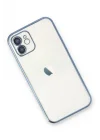 Mey İthalat®  iPhone 12 Kılıf  Lensli Silikon - Açık Mavi